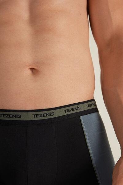 Black Two Tone Cotton Boxers, 5701_243V, large image number 3