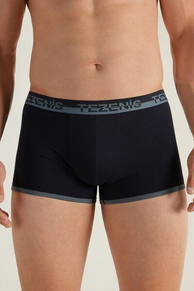 Blue Two Tone Cotton Boxers, 5701_051V, large image number 3