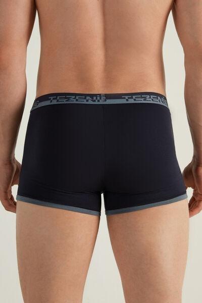 Blue Two Tone Cotton Boxers, 5701_051V, large image number 4