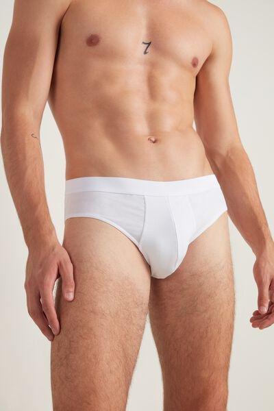 White Stretch Cotton Brief, , large image number 0