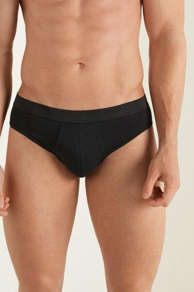 Black Stretch Cotton Brief, , large image number 0