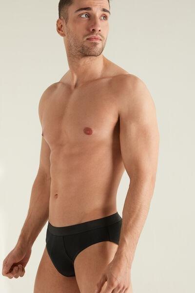 Black Stretch Cotton Brief, , large image number 1