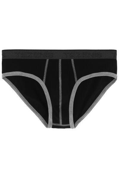 Black/Dark Grey Blend Contrast Waistband Briefs, Men, , large image number 0