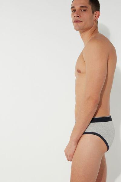 LIGHT GREY BLEND/SKY BLUE Contrast Waistband Briefs, , large image number 1