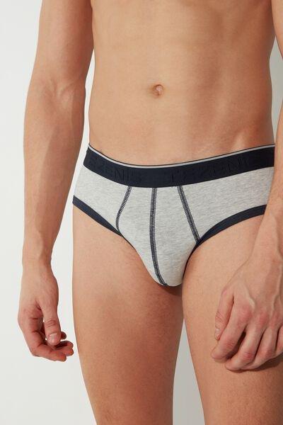 LIGHT GREY BLEND/SKY BLUE Contrast Waistband Briefs, , large image number 3