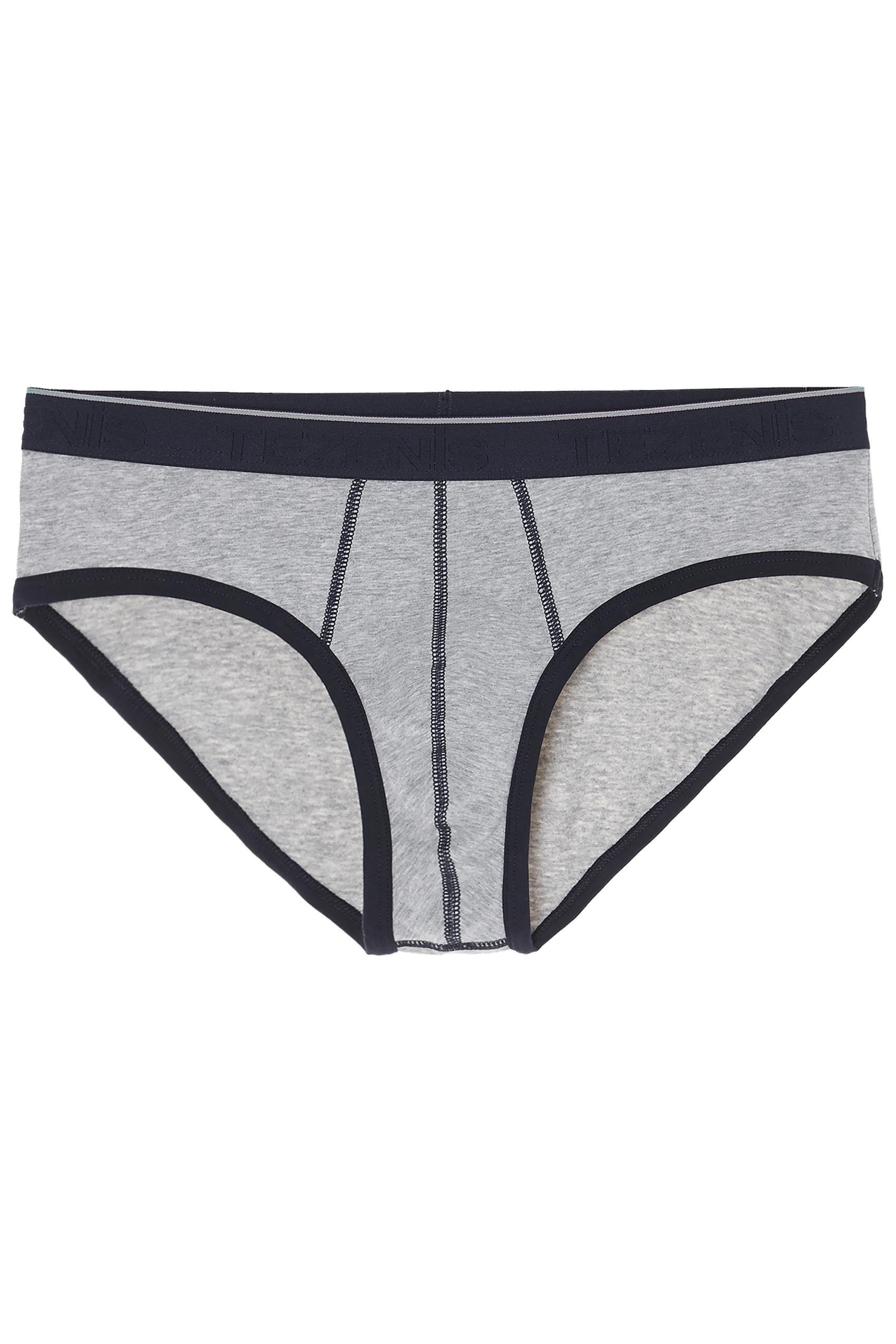 LIGHT GREY BLEND/SKY BLUE Contrast Waistband Briefs, , large image number 4