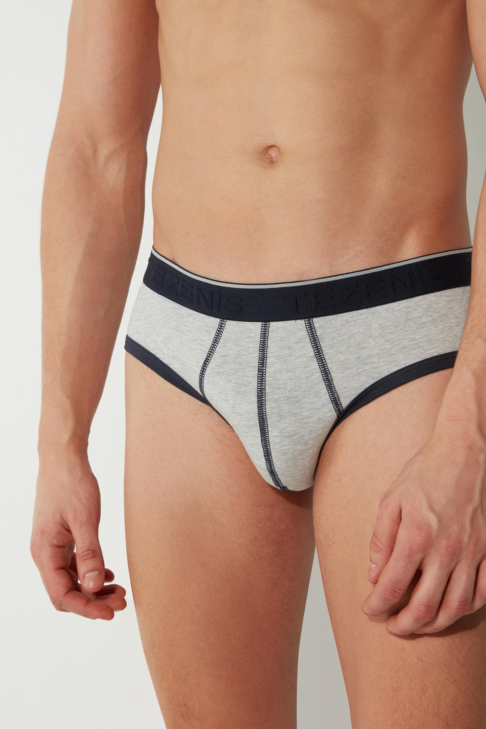 LIGHT GREY BLEND/SKY BLUE Contrast Waistband Briefs, , large image number 6