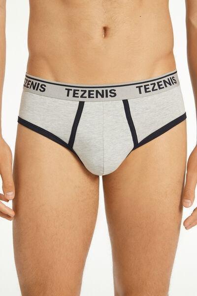 Grey Cotton Contrasting Trim With Logo Panty