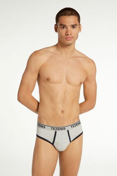 Grey Cotton Contrasting Trim With Logo Panty