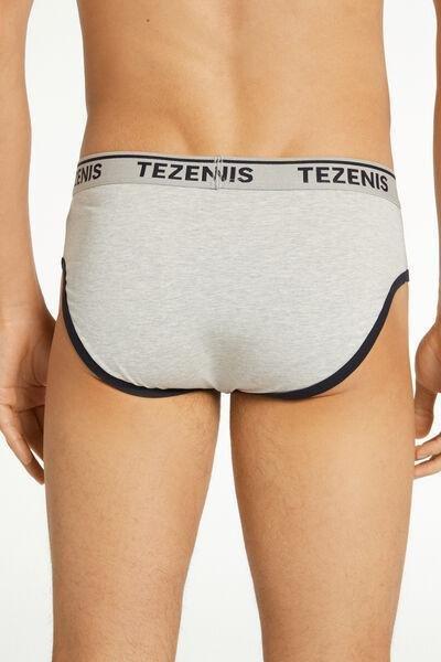 Tezenis Grey Cotton Contrasting Trim With Logo Panty