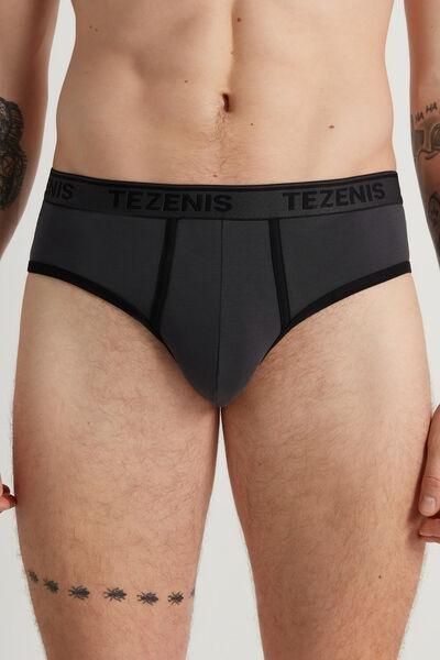 Grey Cotton Contrasting Trim With Logo Panty