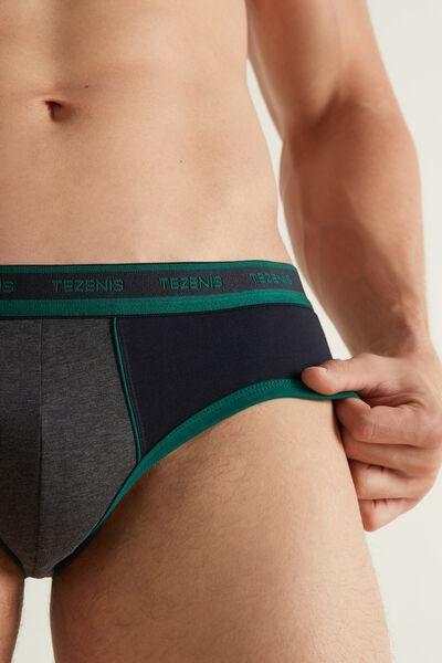 Green Logo Waistband Two-Tone Cotton Briefs, 5701_057V, large image number 0