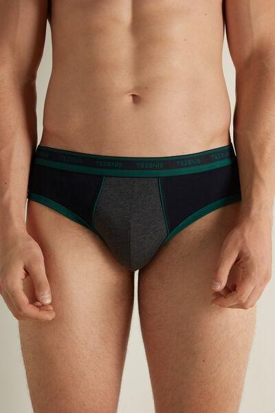 Green Logo Waistband Two-Tone Cotton Briefs, 5701_057V, large image number 1