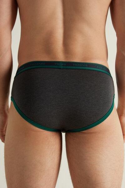 Green Logo Waistband Two-Tone Cotton Briefs, 5701_057V, large image number 2