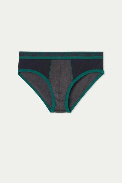 Green Logo Waistband Two-Tone Cotton Briefs, 5701_057V, large image number 4