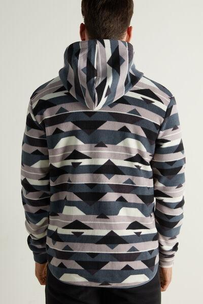 Multicolour Geometric Print Fleece Zip-Up Hoodie, , large image number 2