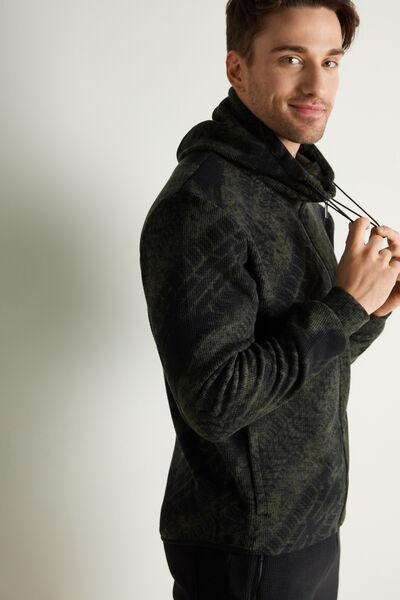 Green Tyre Print Fleece Zip-Up Hoodie, , large image number 0