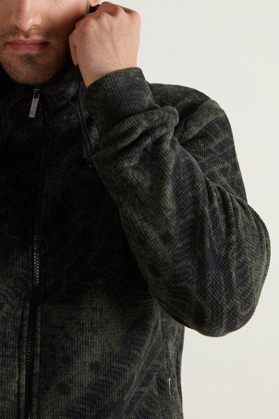 Green Tyre Print Fleece Zip-Up Hoodie, , large image number 3