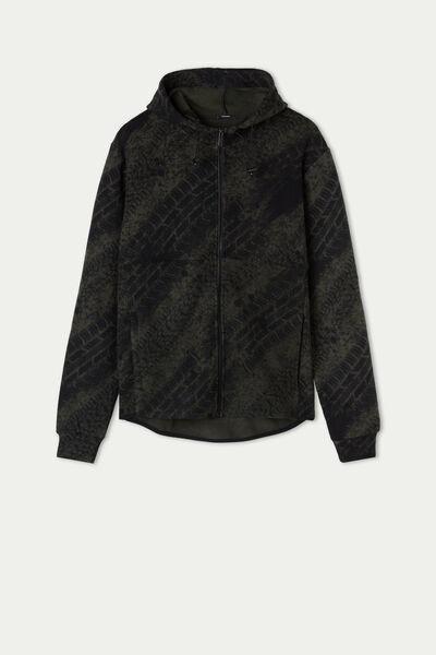 Green Tyre Print Fleece Zip-Up Hoodie, , large image number 4