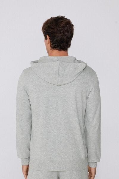 Grey Long-Sleeved Zip-Up Hoodie, Light Grey Blend, large image number 2