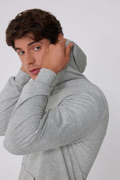 Grey Long-Sleeved Zip-Up Hoodie, Light Grey Blend, large image number 3