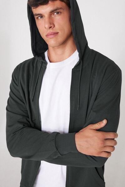 Grey Long-Sleeved Zip-Up Hoodie, 5701_4712, large image number 1