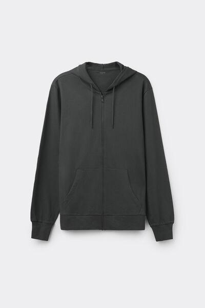 Grey Long-Sleeved Zip-Up Hoodie, 5701_4712, large image number 2