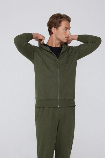 Green Long-Sleeved Zip-Up Hoodie, , large image number 0