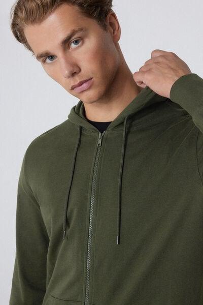 Green Long-Sleeved Zip-Up Hoodie, , large image number 2