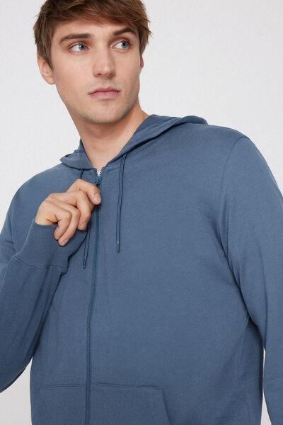 Blue Long-Sleeved Zip-Up Hoodie, 5701_802Y, large image number 3