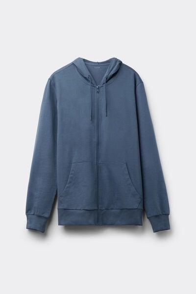 Blue Long-Sleeved Zip-Up Hoodie, 5701_802Y, large image number 4