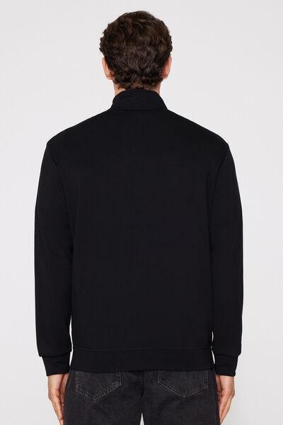 Black Superior Softness High Neck Zip-Up Sweatshirt, Black, large image number 2