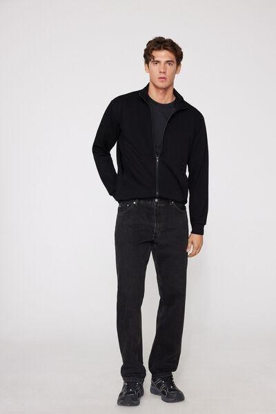 Black Superior Softness High Neck Zip-Up Sweatshirt, Black, large image number 5