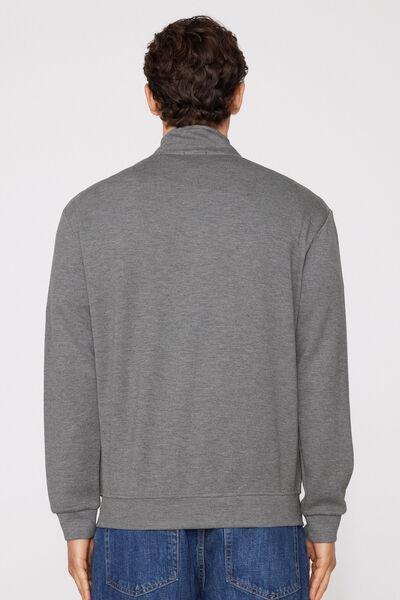 Grey Superior Softness High Neck Zip-Up Sweatshirt, Charcoal Grey Blend, large image number 2