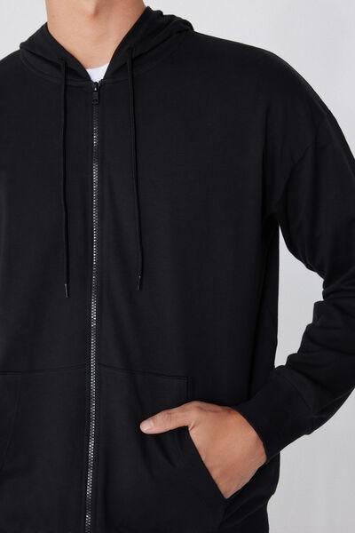 Black Zip-Up Hooded Sweatshirt, Black, large image number 3