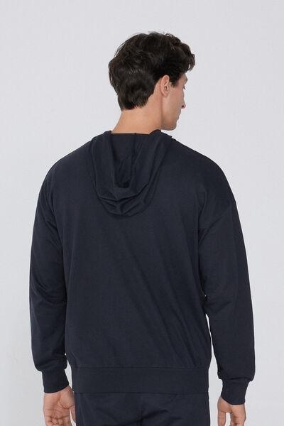 Blue Zip-Up Hooded Sweatshirt, Deep Blue, medium