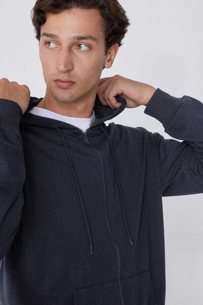 Blue Zip-Up Hooded Sweatshirt, , large image number 3