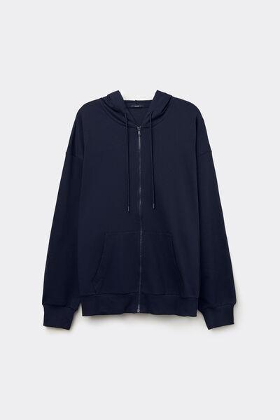 Blue Zip-Up Hooded Sweatshirt, , large image number 4