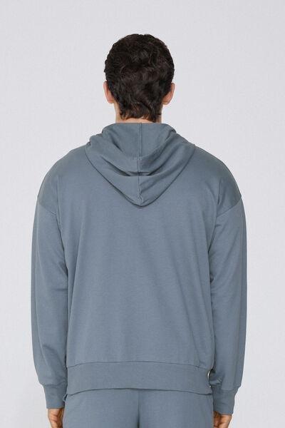 Grey Zip-Up Hooded Sweatshirt, 5701_865W, large image number 2
