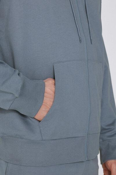 Grey Zip-Up Hooded Sweatshirt, 5701_865W, large image number 3