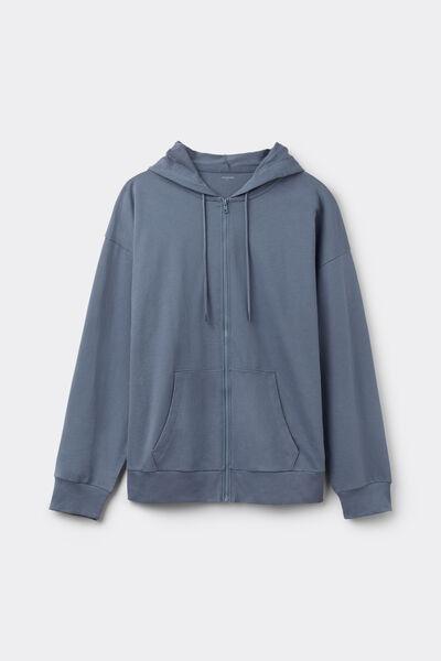 Grey Zip-Up Hooded Sweatshirt, 5701_865W, large image number 4