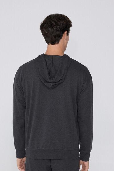 Grey Zip-Up Hooded Sweatshirt, , large image number 2