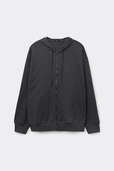 Grey Zip-Up Hooded Sweatshirt, , large image number 4