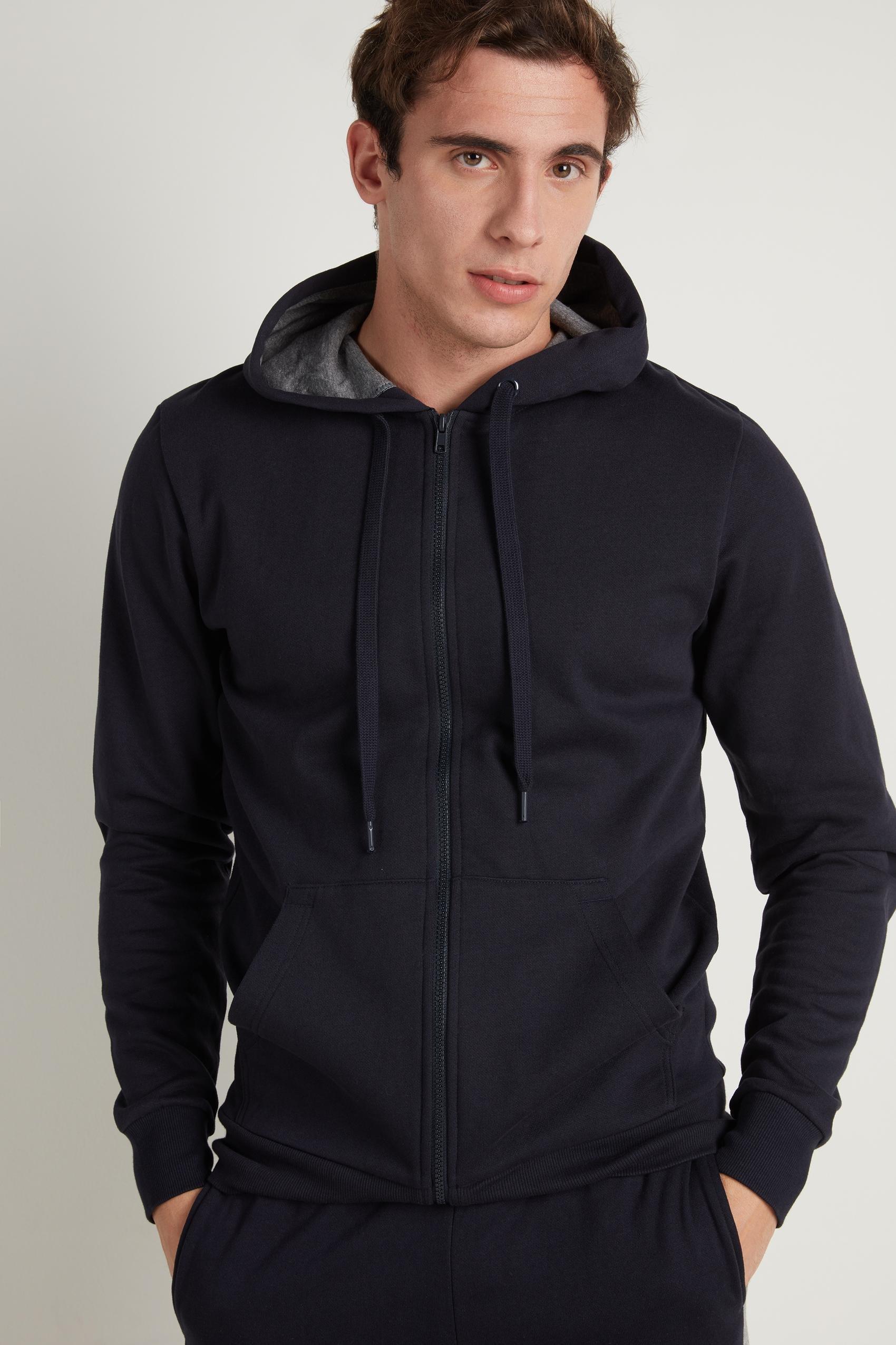 Blue Basic Hoodie With Pocket, , large image number 0