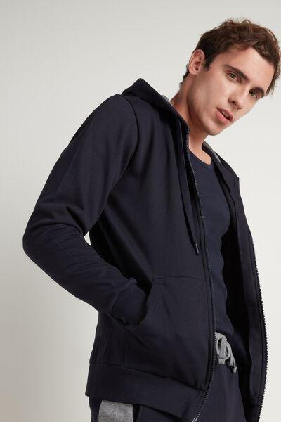 Blue Basic Hoodie With Pocket, , large image number 1