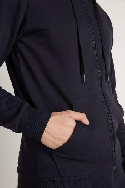 Blue Basic Hoodie With Pocket, , large image number 3