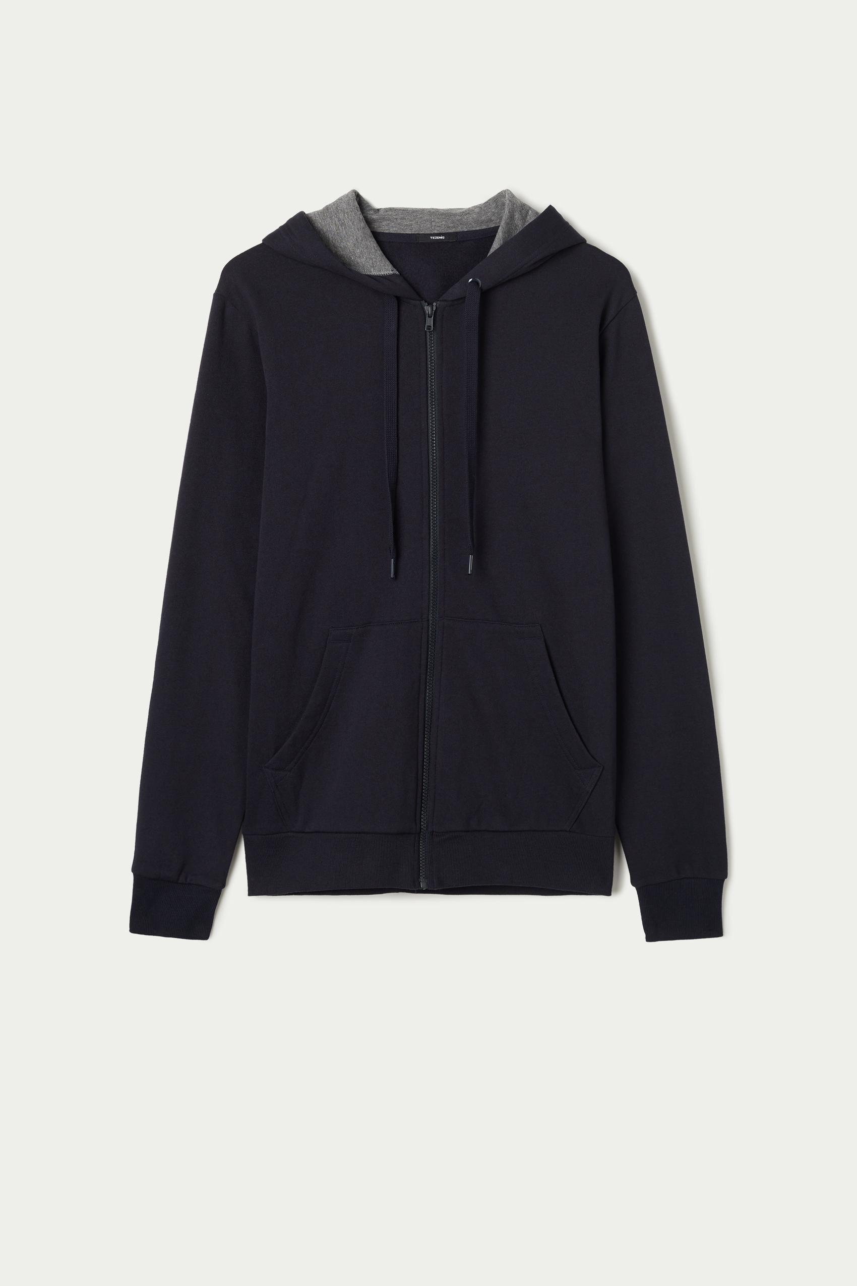 Blue Basic Hoodie With Pocket, , large image number 4