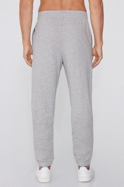 Grey Fleece Cotton Joggers, Light Grey Blend, large image number 2