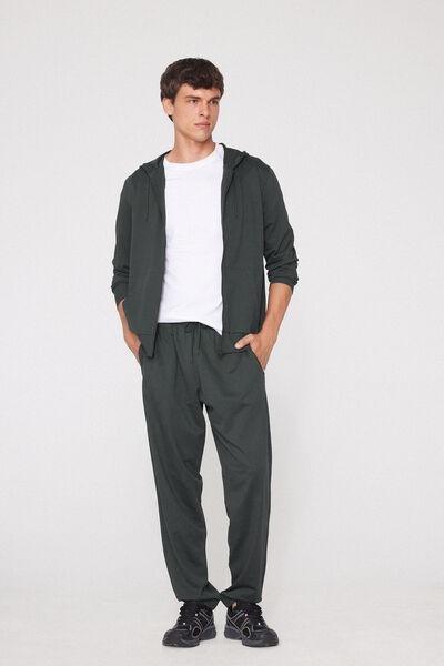 Grey Pocketed Fleece Pants, 5701_4712, large image number 0