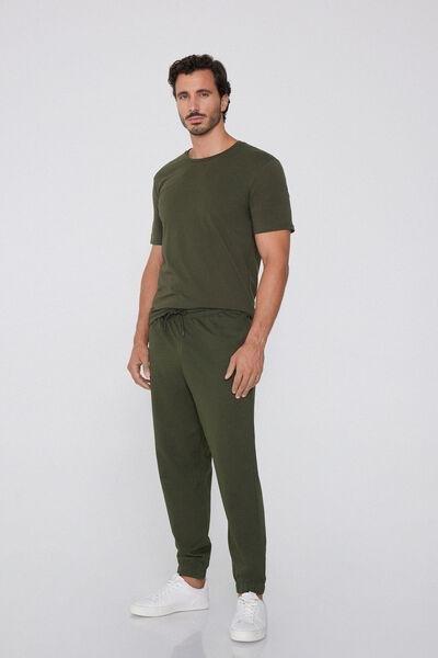 Green Fleece Cotton Joggers, 5701_790J, medium